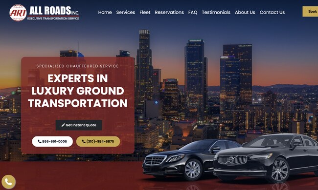 All Roads Inc. website screenshot