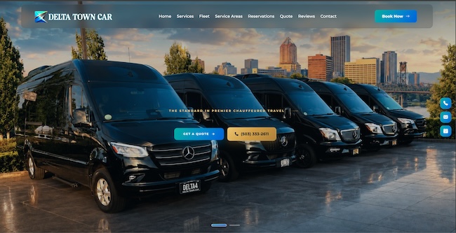Delta Town Car website screenshot