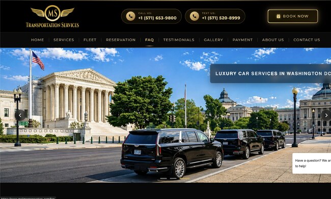 MS Limo Reservation website screenshot
