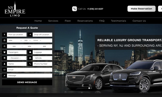 NY Empire Limo website screenshot