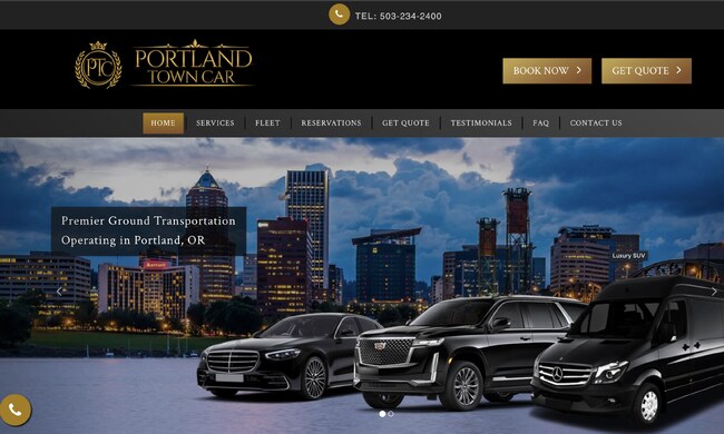 Portland Town Car website screenshot